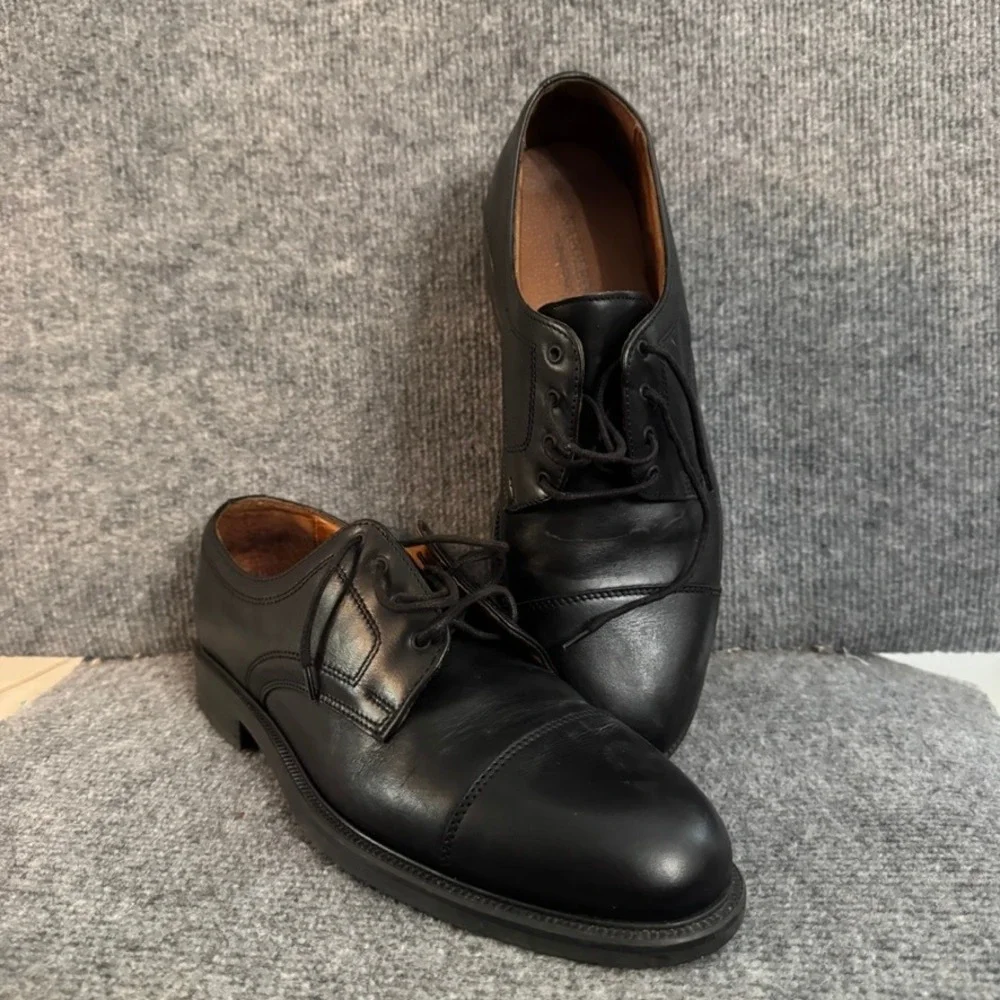 Napoleone Black Leather Cap Toe Derby Dress Shoes Lace Up Professional Mens 12